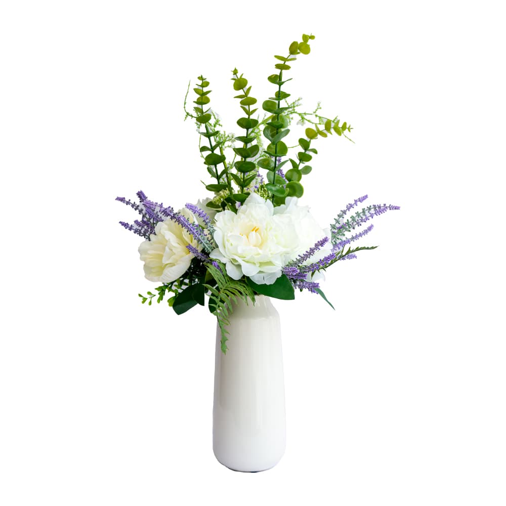 PEOMES AND LEAVES,ดอกไม้ประดิษฐ์ในแจกัน