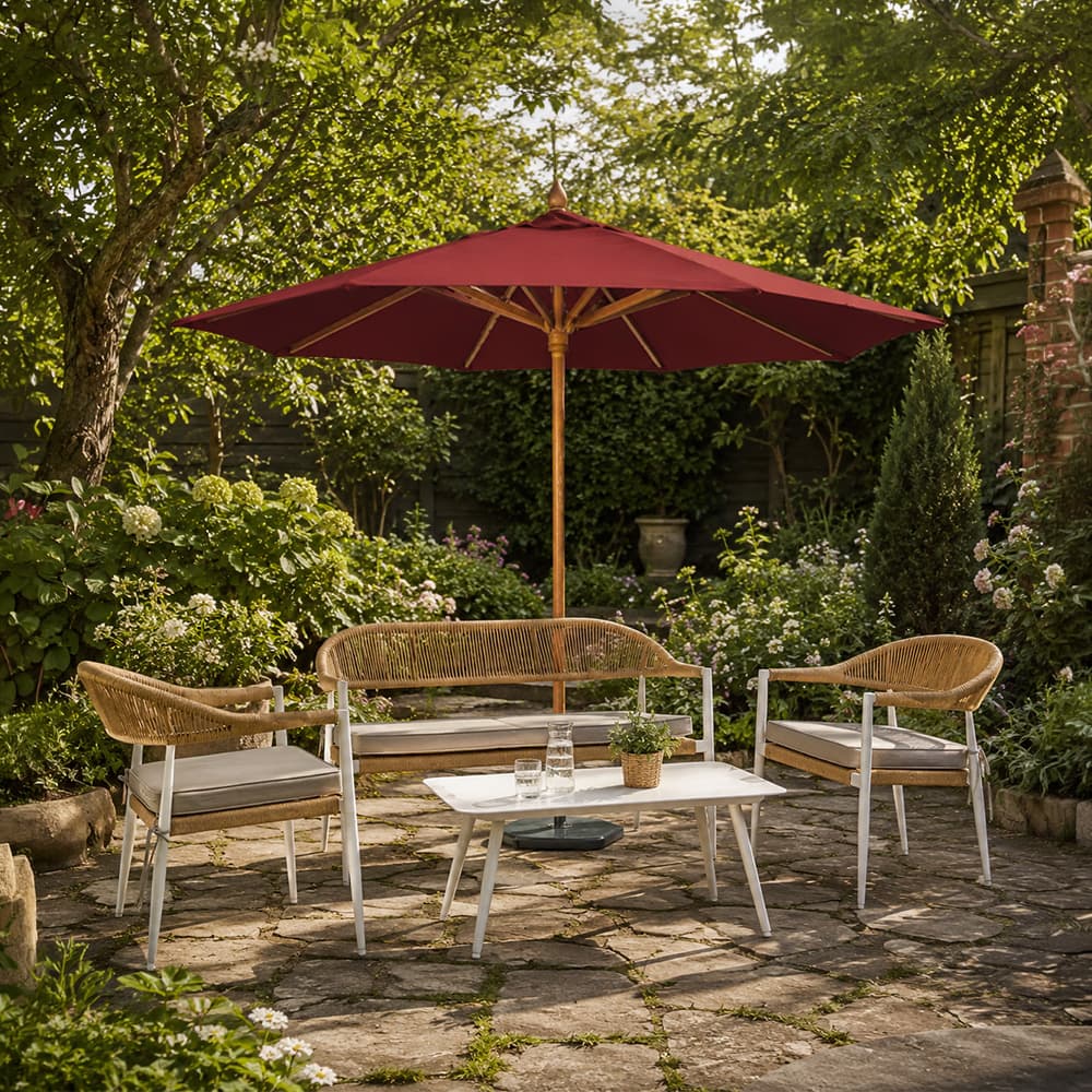 PARASOL-BURGUNDY/2.5M,Umbrella With Base