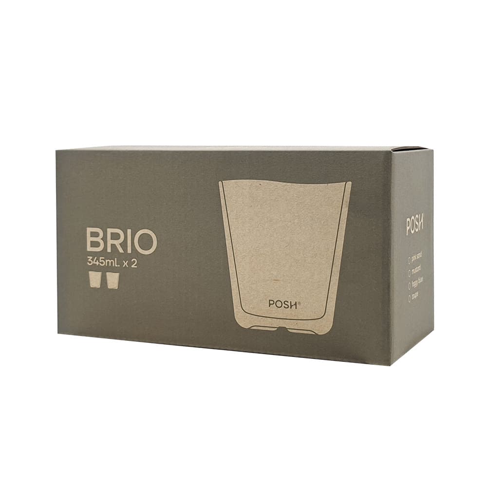 บรีโอ้ แก้วน้ำสีฟ้าดับเบิ้ลร็อค 345 มล. แพ็ค2 -4