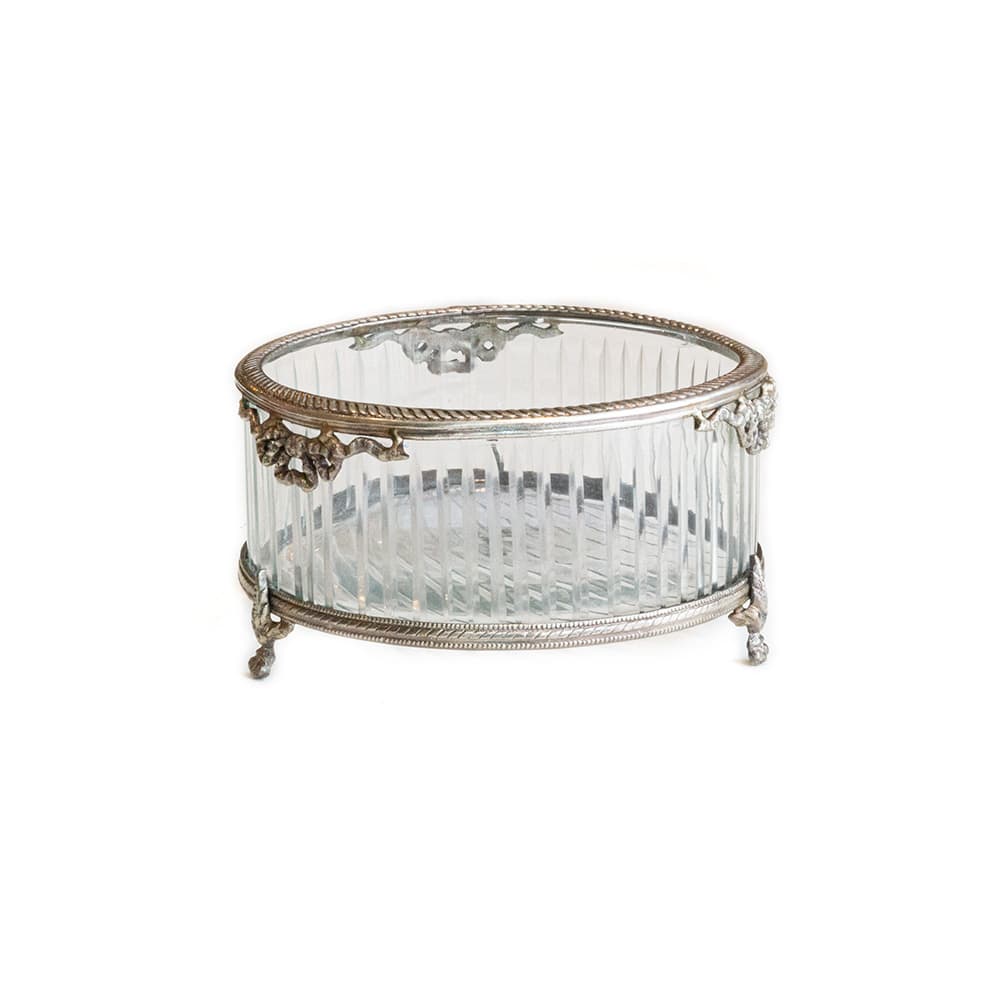 ชามแก้ว รุ่นทรงกลม ขอบโลหะ