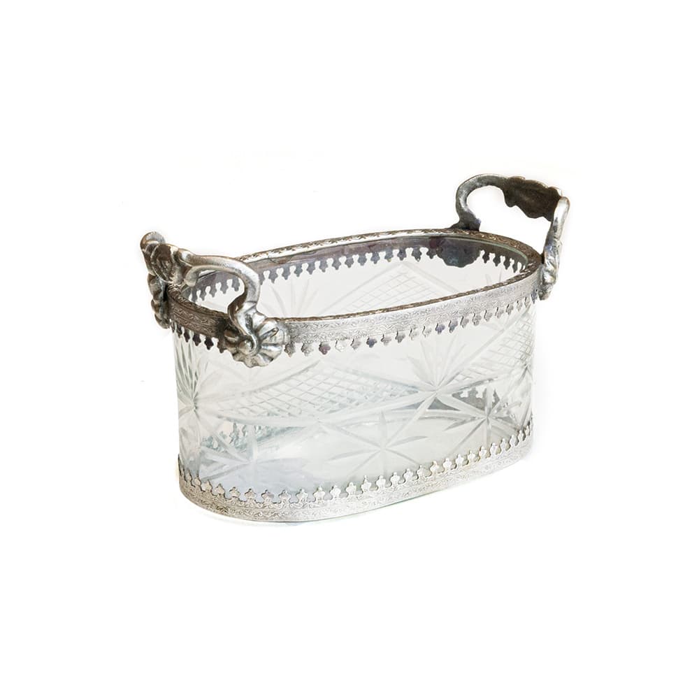 ชามแก้ว รุ่นทรงวงรี ขอบโลหะ