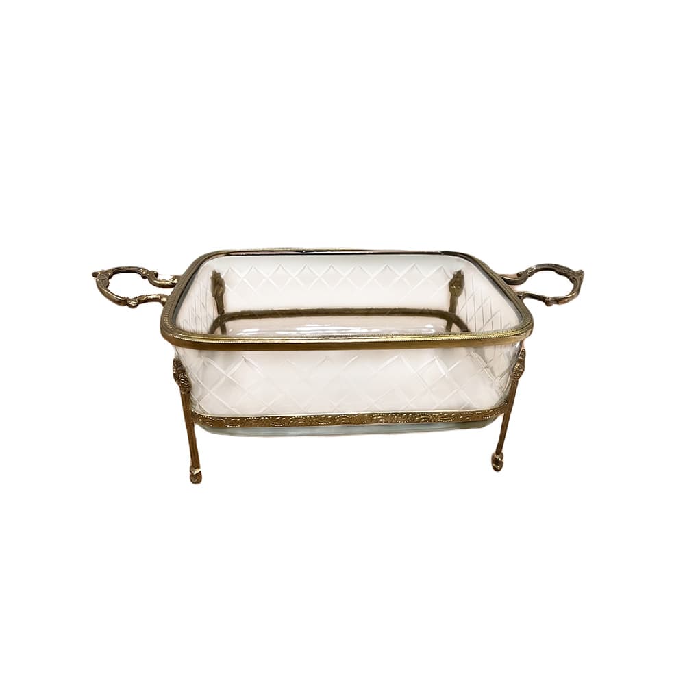 ชามแก้วเจียระไน รุ่นเหลี่ยม ขาสูง