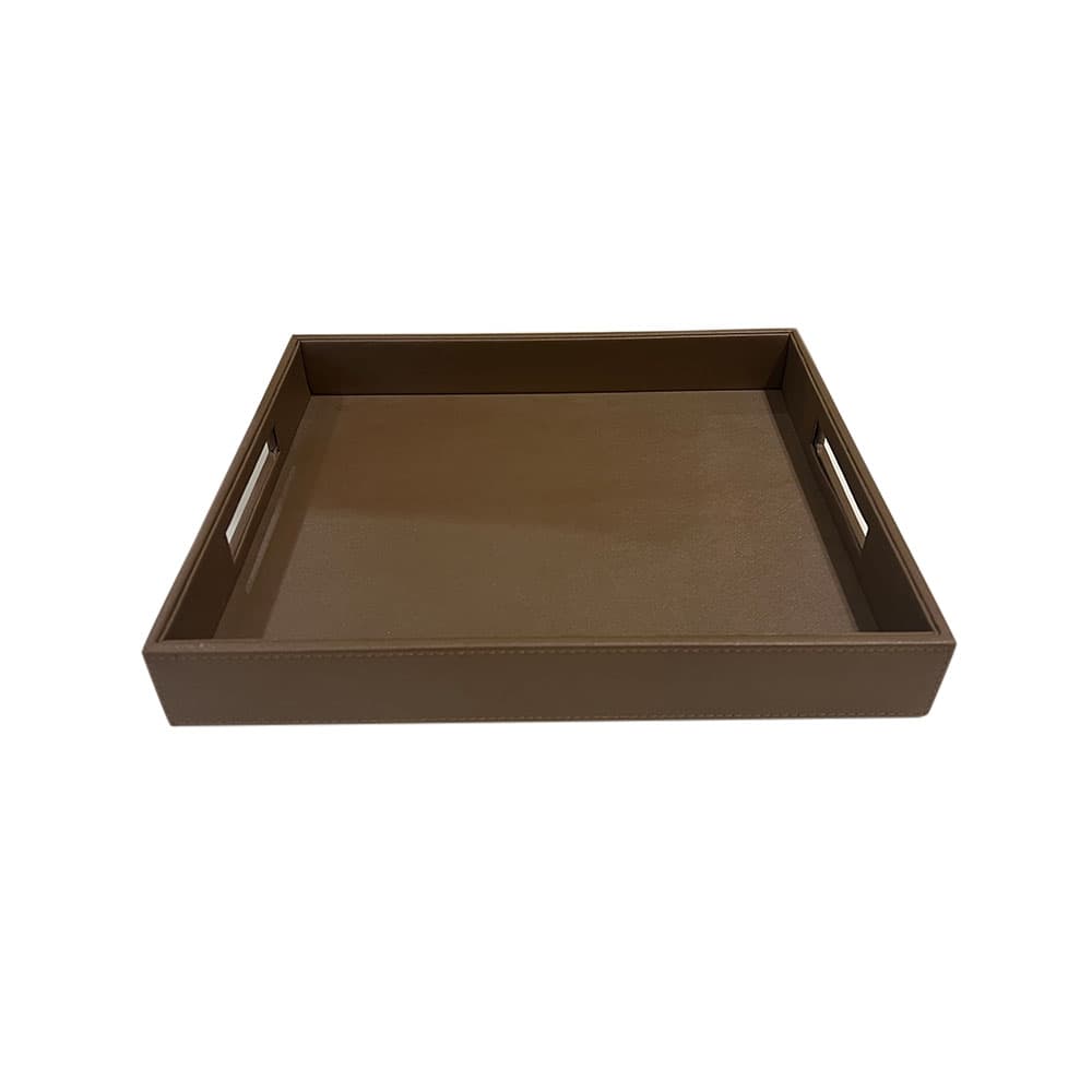 O17-287 ถาดอเนกประสงค์มีหูจับ สีน้ำตาล ขนาดใหญ่