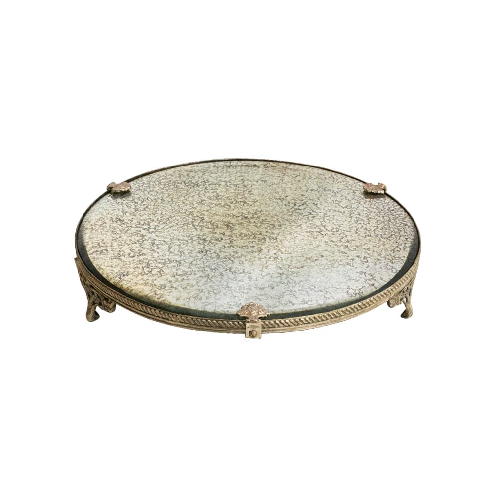 ถาดวงกลม รุ่นสามขา ก้นกระจกเงา