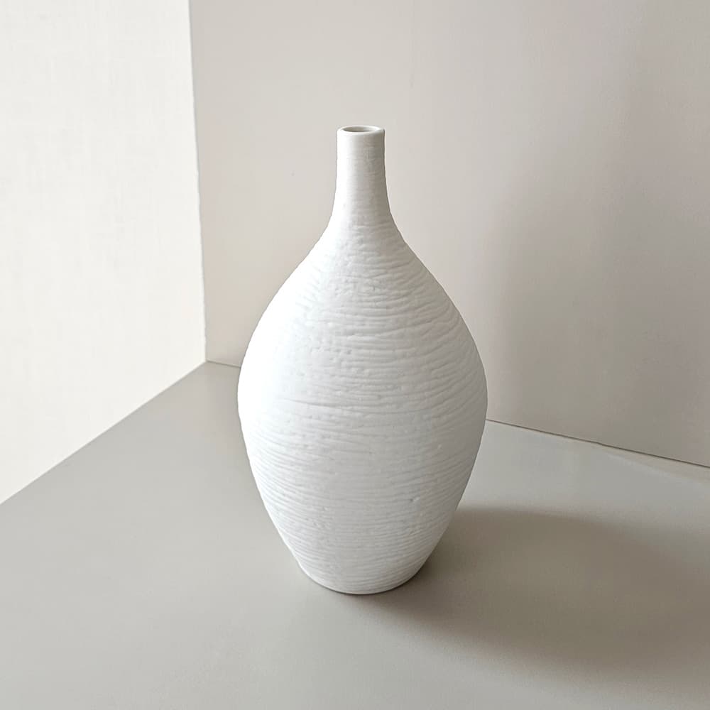 แจกันพุงกลม (สีขาว)สูง 23.6 ซม.-2